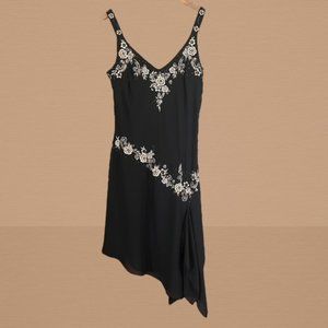 R&M Richards Fun Little Black Dress with Gold Embroidery & Sequin Accents